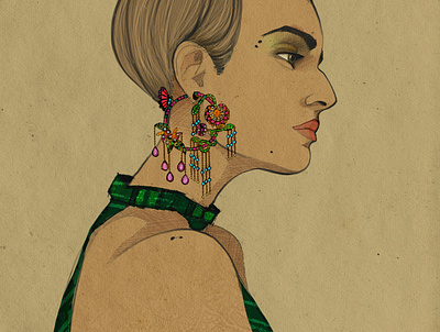 Illustration de mode - égérie bijoux branding character design fashion fashion illustration illustration joaillerie