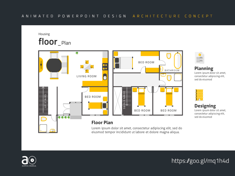 Arc Animated Presentation Template House Floor Plan By Alpha Omega