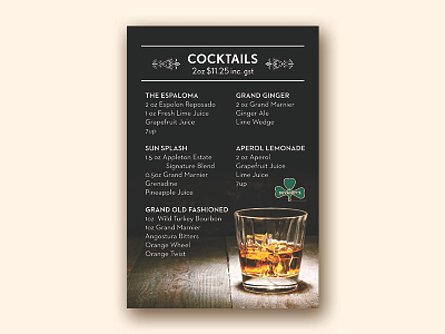 Cocktail List menu design food graphic design menu menu design restanrant