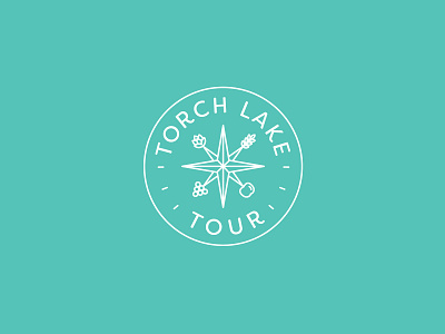 Torch Lake Tour Logo apple beer beverage brewery cider cidery circle logo compass compass rose distillery grain grapes hops logo logo design spirits torch lake tour wine winery