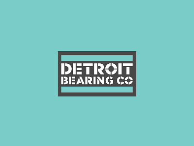 Detroit Bearing Co Logo bearings branding branding and identity clean custom type detroit hardcore logo logo design logo design branding logo designer logodesign military rectangle skate skateboarding stencil teal