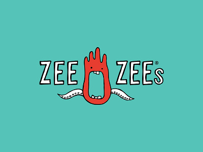 Zee Zees Logo alien branding cartoon character cute food branding food logo hand drawn hand drawn type hand lettered logo hand lettering illustration kids logo logo design logos monster squid tentacles