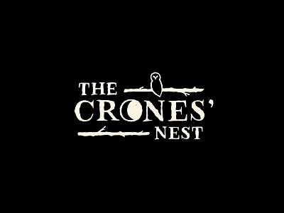The Crones' Nest Logo branches branding crone crones nest hand drawn hand lettered logo hand lettered type hand lettering illustration lettering logo logo design logotype moon mystic nest owl rustic witchy