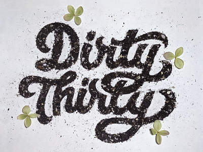 Dirty Thirty birthday dirt dirty flowers gardening hand lettering hand type handmade hydrangea lettering lettering art logotype photo type script script lettering tactile typography thick thirty type design typography