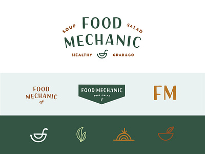 Food Mechanic Branding bowl brand elements brand identity branding hand drawn hand lettering hand type health food healthy illustration leaf lettering logo logo design logotype onion restaurant salad soup typography