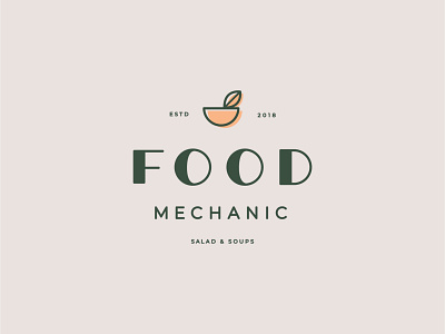 Food Mechanic Logo Outtake bowl brand identity branding clean logo food logo hand drawn hand lettering health food healthy illustration leaf lettering logo mechanic restaurant restaurant logo salad soup to go typography