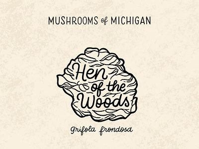 Hen of the Woods Mushroom forage foraging grifola frondosa hand drawn hand lettering hen hen of the woods identification identity illustration lettering michigan mushroom mushrooms natural nature script script lettering typography woods