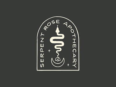 Serpent Rose Apothecary Logo apothecary apothecary logo crescent moon hand drawn hand drawn logo hand lettering herbal herbal logo herbalism holistic illustration lettering logo logo design moon rose serpent snake tincture logo typography