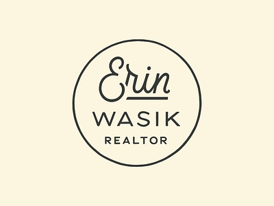 Erin Wasik Realtor Logo circle logo clean logo cream feminine grey hand drawn hand lettered logo hand lettering lettering logo logo design logo designer logotype monoline script realtor realty script logo simple logo type lockup typography