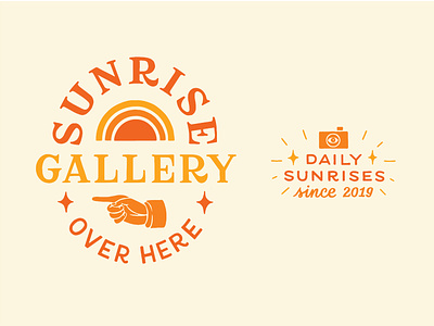 Sunrise Gallery camera gallery hand hand drawn hand lettering illustration lettering michigan mural orange rainbow retro signage sun sunrise sunset typography upper peninsula vintage