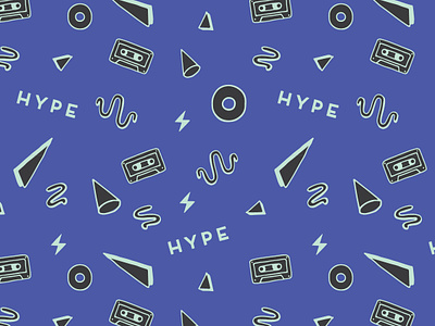 Hype Pattern 1990s 90s 90s pattern art direction cones geometric geometry hype illustrated illustration mixtape pattern pattern design squiggles tape triangle
