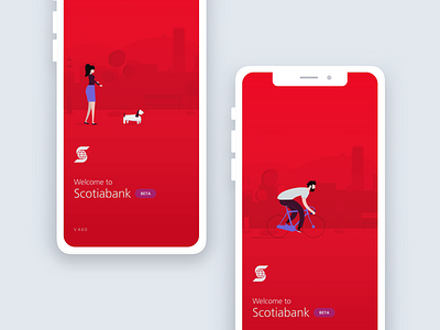 Scotiabank illustrations app charachter flat illustraion illustration outlines red scotiabank splash ui vector web illustration