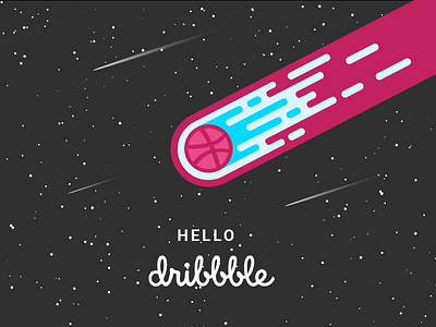 Hello Dribbble first illustration meteor space