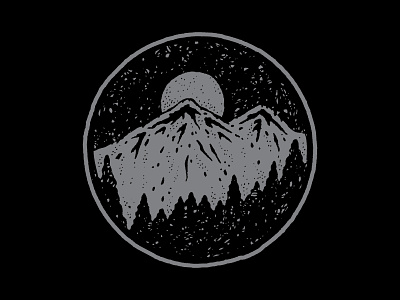 Night Sky adventure circle illustration moon mountains texture trees