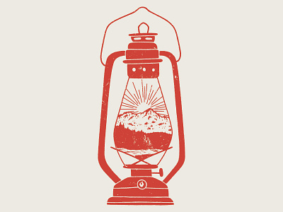 Lantern adventure antique camping illustration lantern mountains texture trees vintage