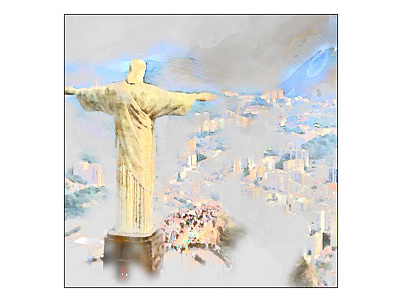 Watercolor Christ the Redeemer design painting rio watercolor