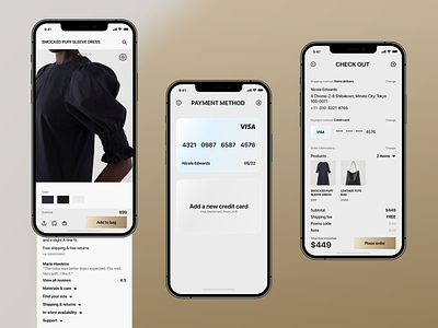 TORENDO. - Fashion e-commerce mobile app UX/UI Case study checkout clean credit card ecommerce minimal mobileapp mobileui payment ui ux