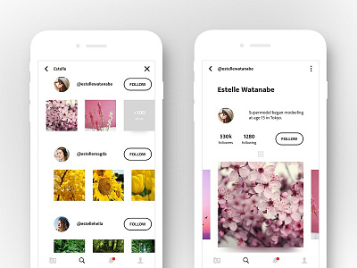Profile and Search UI clean minimal photoshop profile search sketch social media ui ux