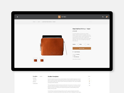 Sneak peek - PRODUCT DETAIL ecommerce featured history leather minimal product product detail sneak peek uidesign user interface