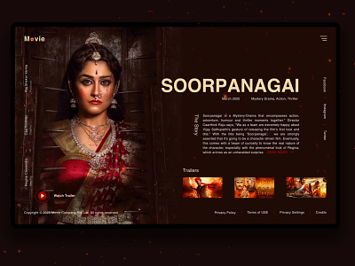 Soorpanagai Movie Landing Page Design animation app art branding design graphic deign hyderabad icon india logo minimal mobile nenenaa regina cassandra saikiran053 ui ux web