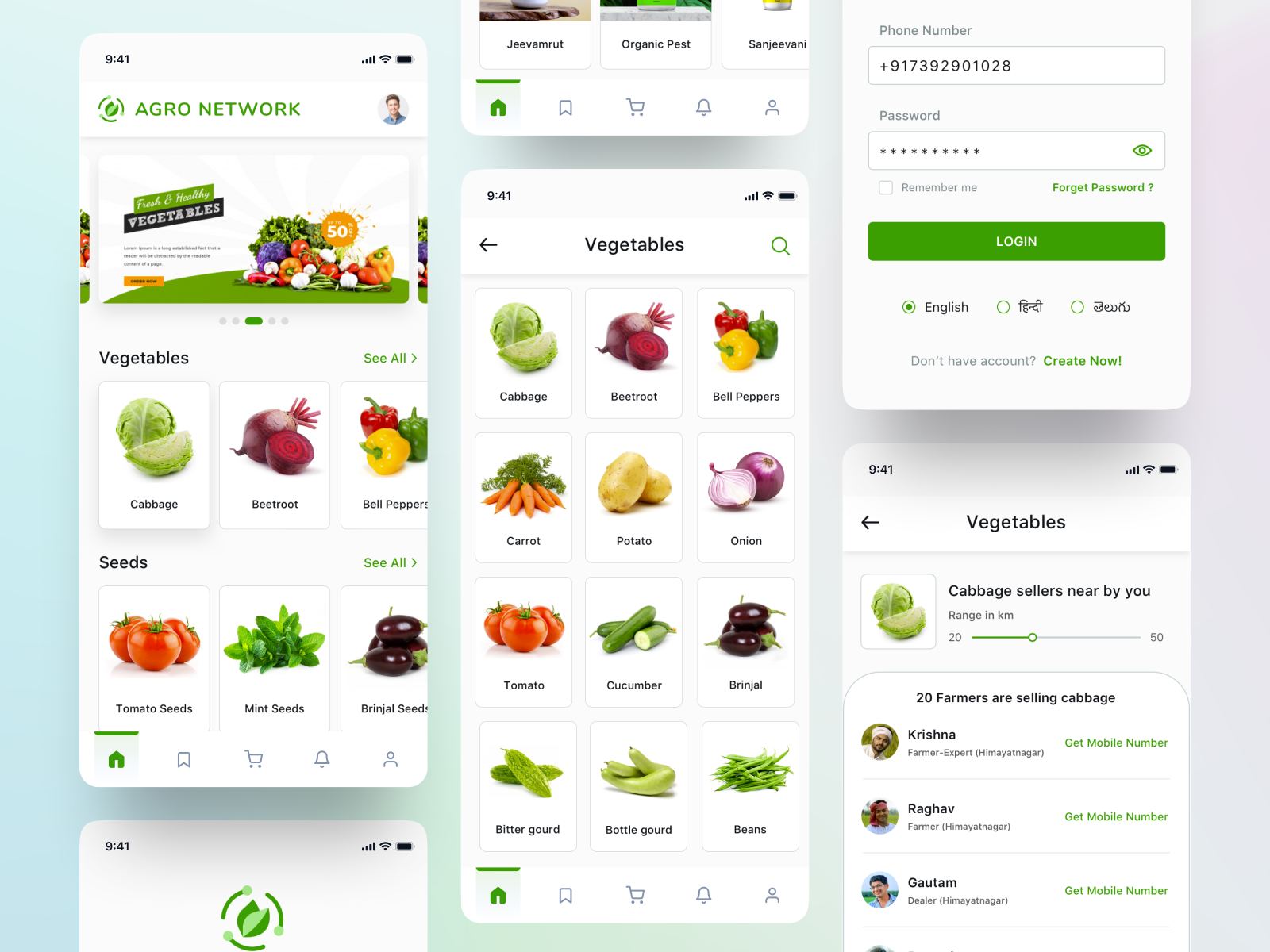 Agro Network Mobile App Screens Full View by Sai kiran on Dribbble