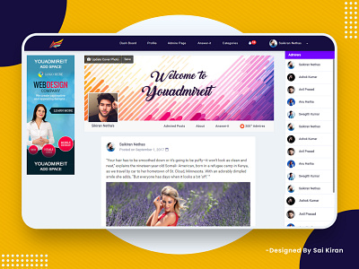 Social Media Web Application Design (You Admire It) My Profile