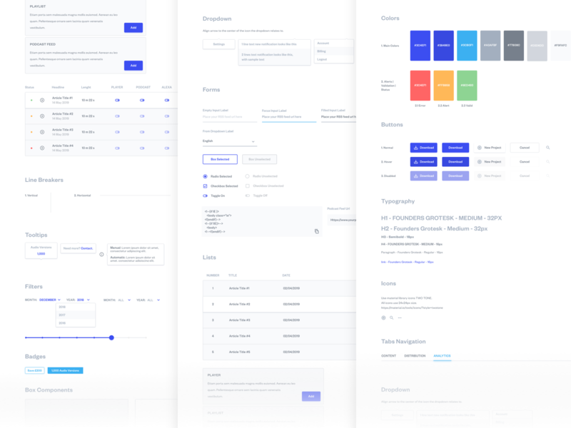 Audmatic/speechkit.io UI StyleGuide clean component library design design system flat guidelines interface sketch styleguide typography ui web design website