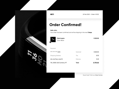 Daily UI Challenge #017 - Email Receipt daily 100 challenge dailyui e-commerce ecommerce email email receipt figmadesign fitbit order receipt website