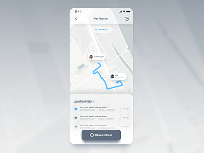 Daily UI Challenge #020 - Location Tracker app clean ui daily 100 challenge dailyui ios app design mobile mobile app design pet pet track tracker tracker app