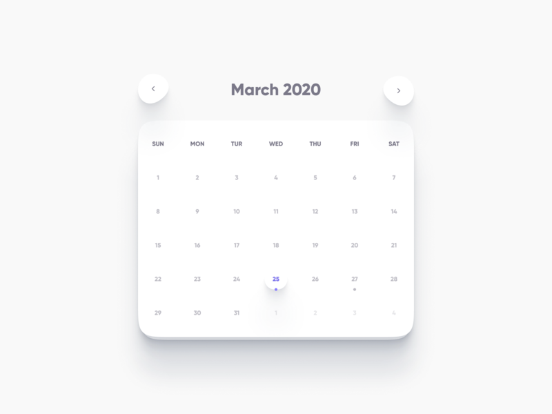 Daily UI Challenge #038 - Calendar calendar 2020 calendar design calendar ui clean daily daily 100 challenge dailyui interface ui