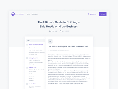 IndieMaker Blog Guide blog clean design guide marketplace ui web web design