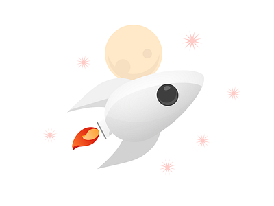 Pew Pew into Space illustration moon ship sketch spaceship stars vector