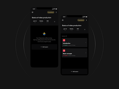 Classcamp iOS - Program creator app clean creators dark darkmode flat interface mobile startup ui