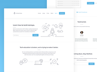 Full Stack Startups Landing Page clean illustration landing page minimalistic product design simple ui visual design