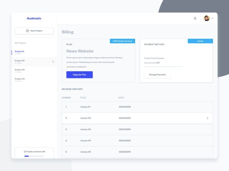 Audmatic/Speeckit.io - Audio for every story app clean dashboard dashboard app dashboard ui flat flatdesign ui web web design webapp webapplication website