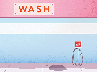 Car Wash blue california illustration noise pink wall