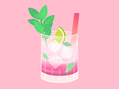 Rhubarb & mint mojito drinks food illustration mojito pink summer