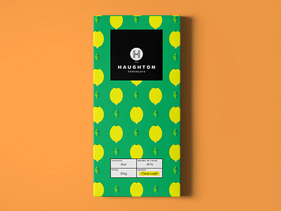 Haughton Chocolats (Green packaging) branding chocolate food lemon logo packaging pattern