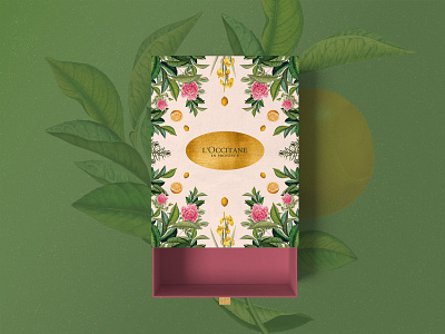 L'Occitane (Giftbox) beauty botanical box design cosmetics flowers giftbox green illustration nature packaging