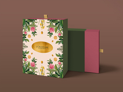 L'Occitane (Giftbox) n°2 botanical branding flowers gift box gold illustration nature packaging packaging design