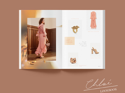 Chloe Lookbook brochure chloe feminine feminine design flowers gold indesign pink