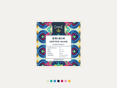 Coffee pattern "Costa Rica" n°1 blue branding coffee bag coffee brand etiquette flowers illustration packaging pink travel vibrant colors yellow