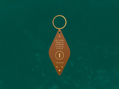 Key to my heart badge emerald gold illustration key texture vintage