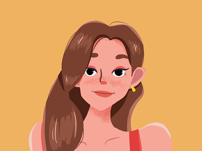 Girl in Red flat flat design illustration portrait woman