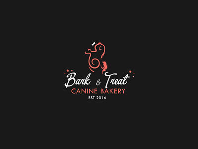 Barkandtreat alo the designer bakery dogs logo