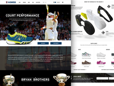 Kswiss Product Feature Page commerce kswiss retail shoes tennis web white