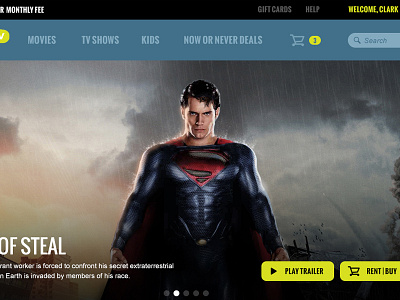 Movies In Demand concept movie superman ui