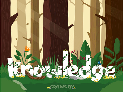 Knowledge Grows by Sharing foliage forest illustration illustration art wood
