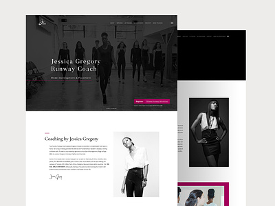 Jessica Geogory Runway Coach | Website Launch dribbble fashion model muzli photoshop uidesigner userinterface uxdesigner webflow website websitedesign