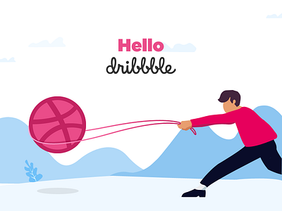 Hello Dribbble 1st shot dribbble ball illustration